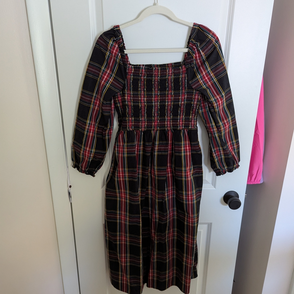 J. Crew Factory Tartan Midi Dress